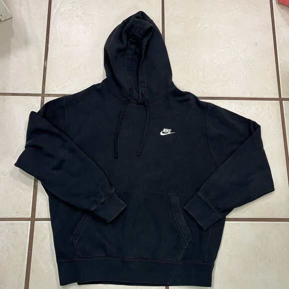 Nike Hoodie Mens Large Sweatshirt Pullover Black Athleisure Streetwear Swoosh - Picture 10 of 11